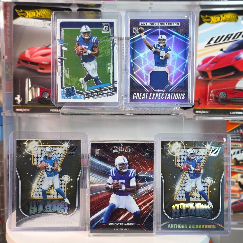 Lot of 5 Anthony Richardson Rookie Cards Optic Rated Patch /5 Metallix 2 Z Stars